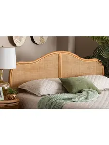 Bali & Pari 193271472758 41.70 x 65.40 x 1.20 in. Adelita Natural Rattan Arched Queen Size Headboard, Light Honey