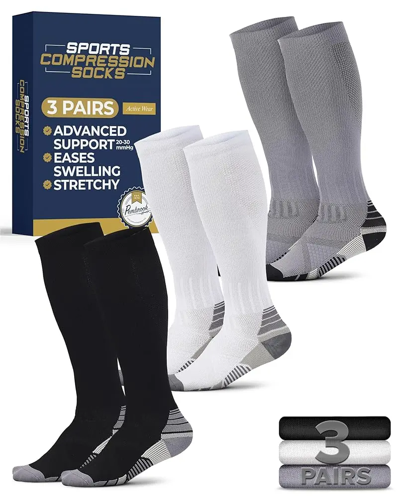 Black/White/Gray - 3 Pairs