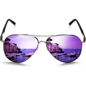 BYG21 Polarized Aviator Sunglasses for Men Women Metal Flat Top Sunglasses lightweight Driving UV400 Outdoor 58mm