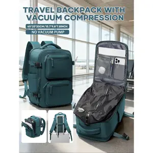2-Piece Vacuum Travel Compression Backpack Set, Large Capacity Lightweight Multi-Layered Design, Includes Laptop Bag, Ideal for Airplane Flight, Vacuum Compression Backpacks, Casual Lightweight Backpack