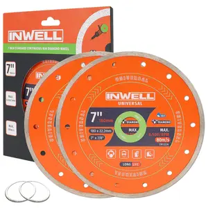 7 Inch Diamond Blade Wet Cutting (2 Pack) - 5mm Segment Height with 7/8" Arbor - High Speed 8,500 RPM for Concrete, Tile, Granite - Includes 2 Reducing Rings (20mm)