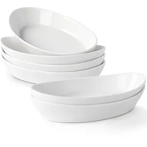 Baking Dishes for Oven Safe, Porcelain Mini Casserole Dish 6pc Set, 10oz Individual Ceramic Small Baking Dish for Single Serving, Banana Split Bowls, 7.6x4.4in