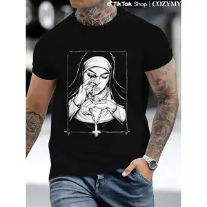Vintage Grunge Graphic Album T Shirt Christian Outfit Gothic Unholy Nun Penny Tee Shirt Western Graphic Harajuku Casual Streetwear Summer Men Tops Cool Printed Tshirt Male Athletic Commuter Wear