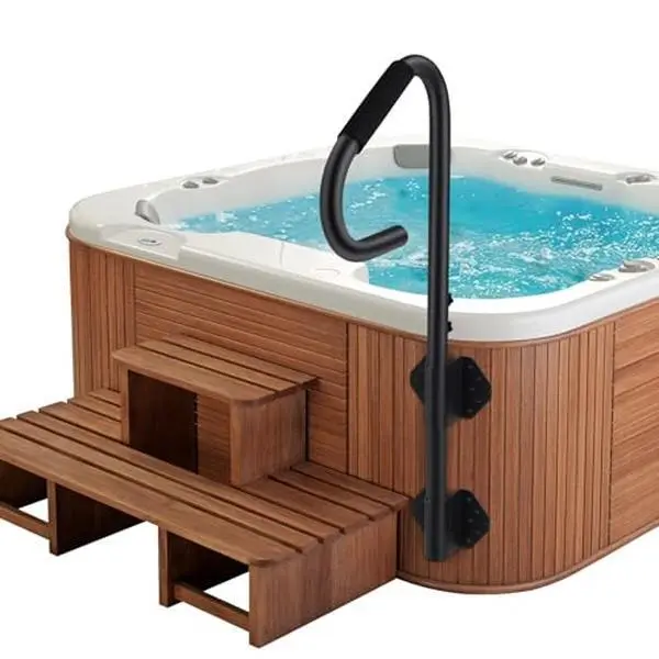 Carbon Steel Bathtub Safety Rails, 360° Rotatable, 18 in-48 in Adjustable Height, Slide-Under Base, Non-Slip Grip, 24 Screw Holes, Easy to Install, Towel Rack, 600 lbs Load-Bearing, Indoor Use