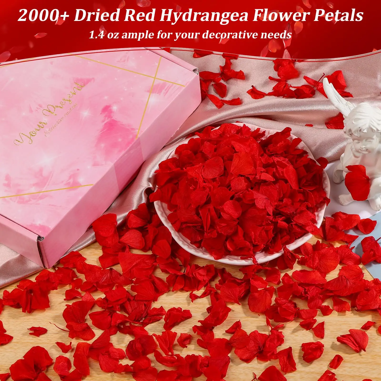 300 PCS Red Artificial Rose Petals, Faux Romantic Flower Petal for Wedding, Proposal, Valentine’s Day, Anniversary, Romantic Night, Bedroom and Party Decoration