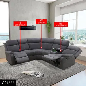 Recliner Sectional Sofa for Living Room Furniture Sets,L Shaped Corduroy Manual Reclining Corner Couch with Storage Console/Convertible Backrest Coffee Table/Cup Holders