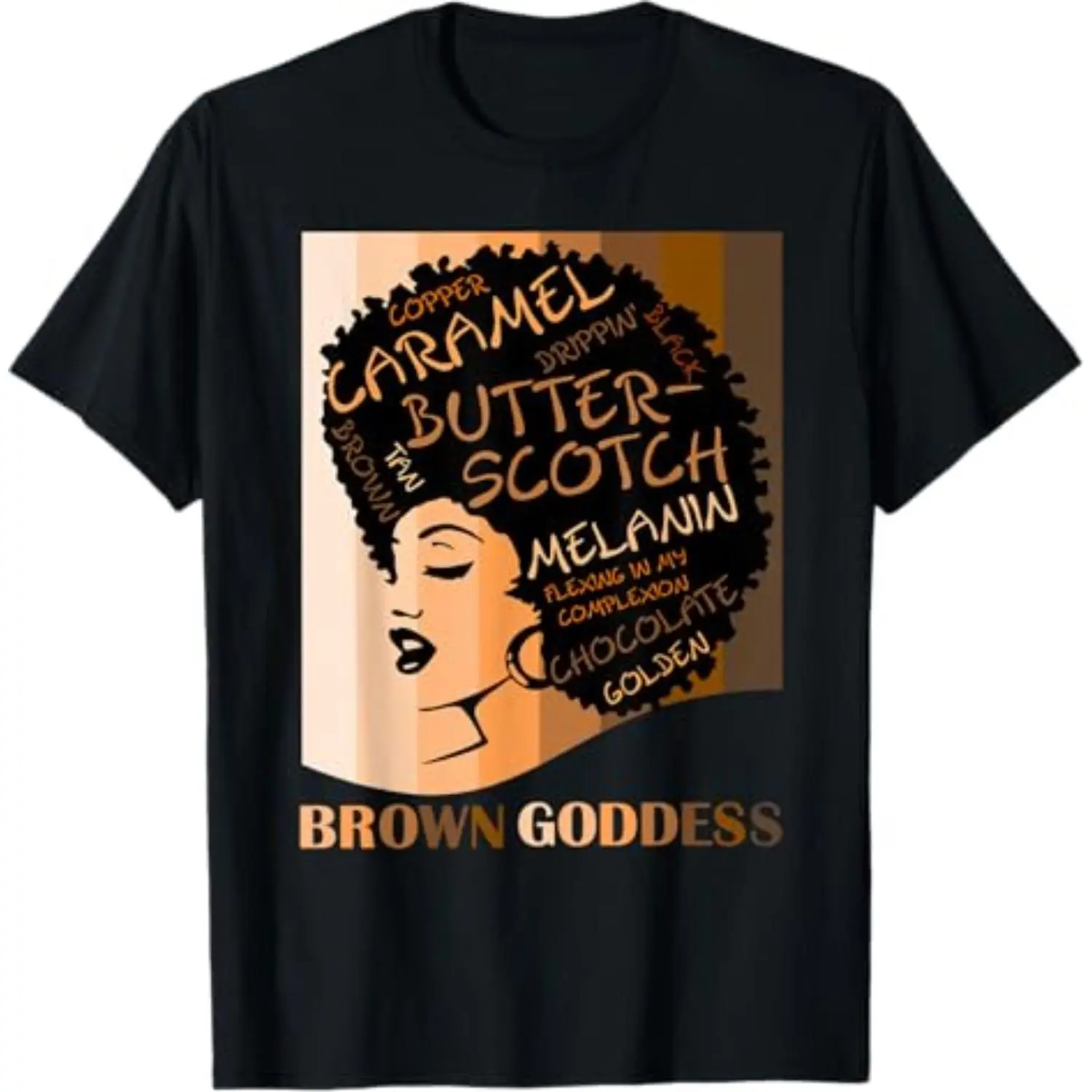 100% Cotton Brown Goddess Melanin Cute Women's Afro Black Is Beautiful T-Shirt