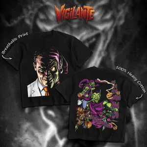 [VIGILANTE] Emerald Fiend Heavy Cotton T-Shirt For Comic Fans Menswear Geek Outfit Graphic Tee DTG Breathable Print