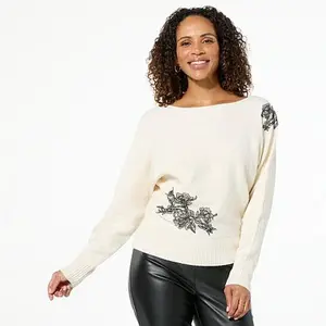 Christian Siriano C Wonder by Christian Siriano Reversible Lace Dolman Sweater
