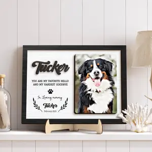 Personalized Dog Memorial Frame with Collar Holder – Pet Memorial Photo Frame, Dog Sympathy Gift, Custom Pet Remembrance Sign