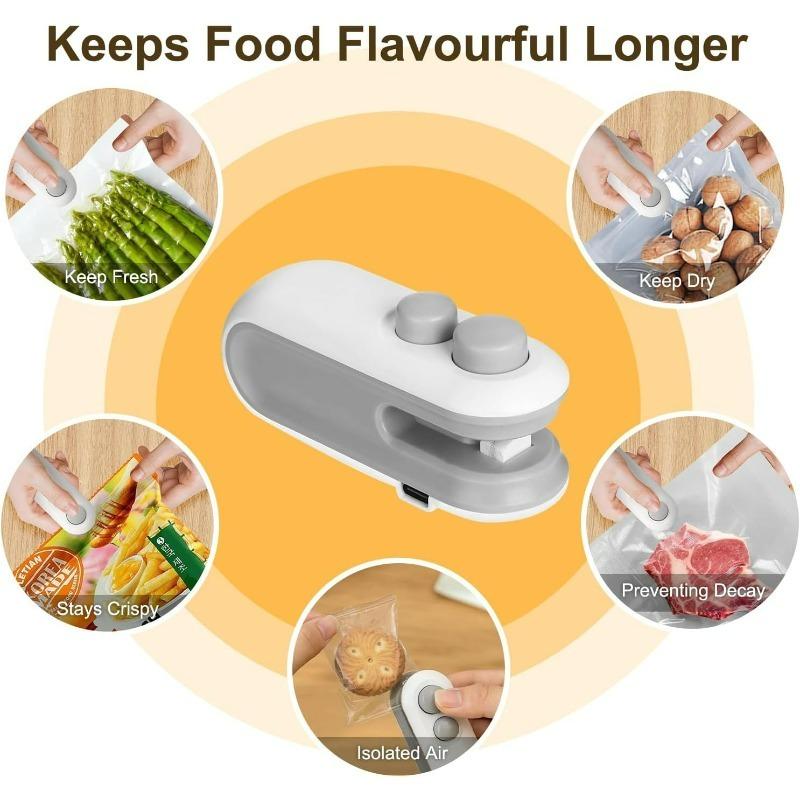 2PCS/3PCS 2 in 1 Mini Sealer and Cutter, Portable USB Rechargeable Snack Sealing Machine, Handheld Heat Seal Device for Food Preservation