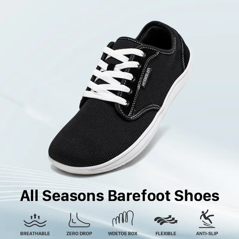 HOBIBEAR Women's Wide Minimalist Barefoot Sneakers - 0 Drop Sole, Breathable Knit Synthetic Upper, Wear-Resistant Rubber Sole, Comfortable Outdoorfun Multi-Sport Shoes, Gym-Trail Transition, Barefoot Shoes for Women with Water Sports Compatibility