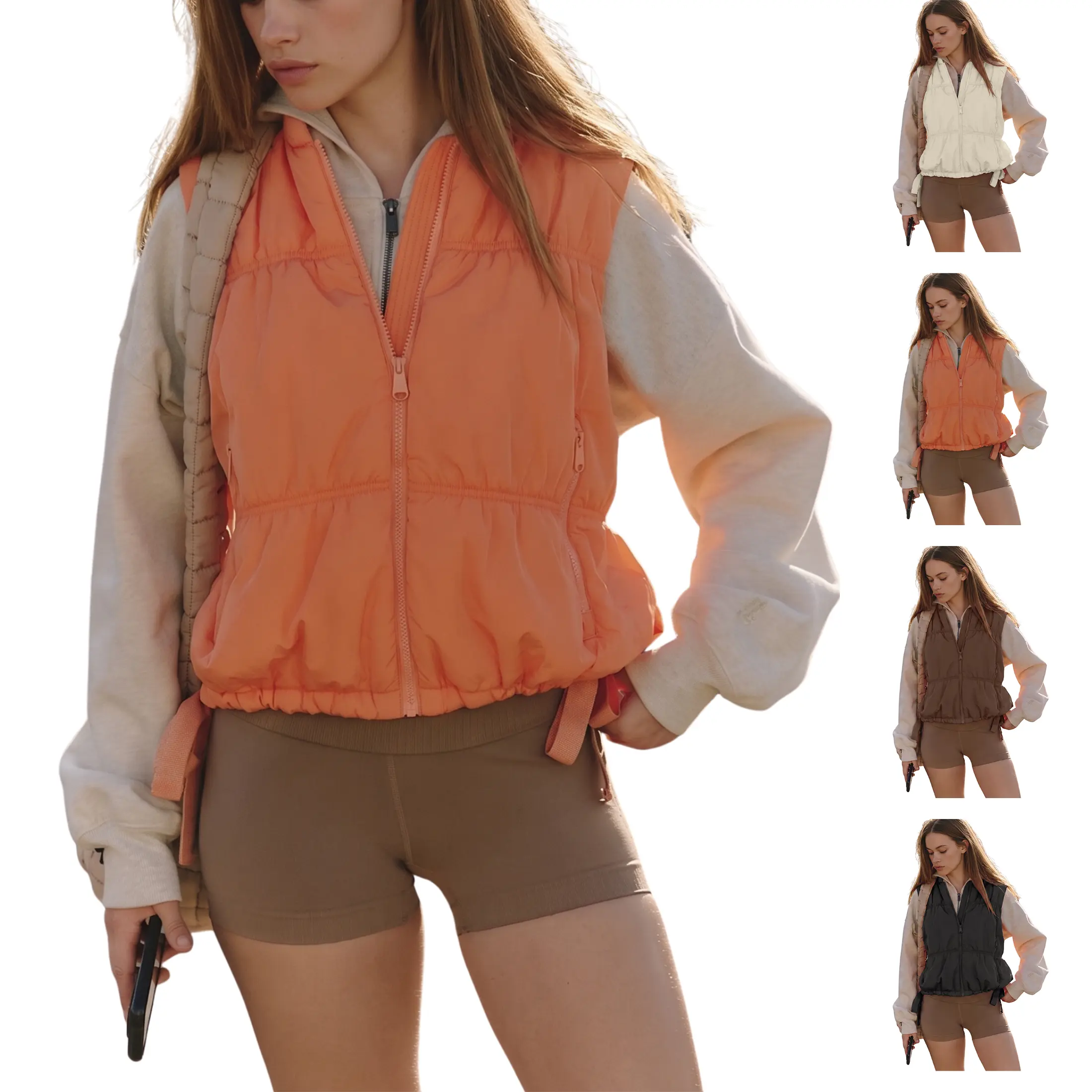Buenoble Women's Cropped Puffer Vest Lightweight Quilted Sleeveless Jacket Zip Up Warm Winter Outerwear Casual Y2K Streetwear Layering Coat