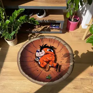 Anime Character Carpet, Cool Creative Fashion Decor Boho Round Rug, Room & Living Room Floor Mat, Perfect Gift for Young Adults