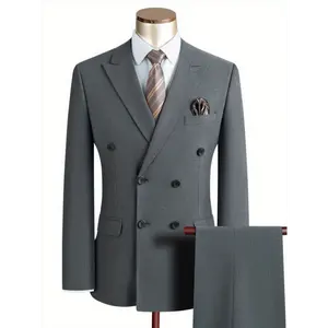 KAISER Men's Business Suit Set - Double-Breasted Blazer & Dress Pants, Windproof Warm Fabric, Solid Color, Long Sleeve - Perfect for Spring/Fall