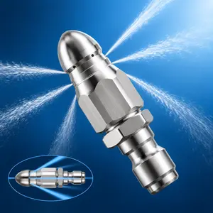 Stainless Steel High-Pressure Sewer Jetter Nozzle, 1/4 Quick Connect Rotating Pipe Cleaning Tool, Home & Garden Drain Unblocking Watering Equipment Accessory