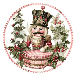 Pink Christmas Nutcracker, DCO-102658-D, Sign For Wreath, 18" Door Hanger