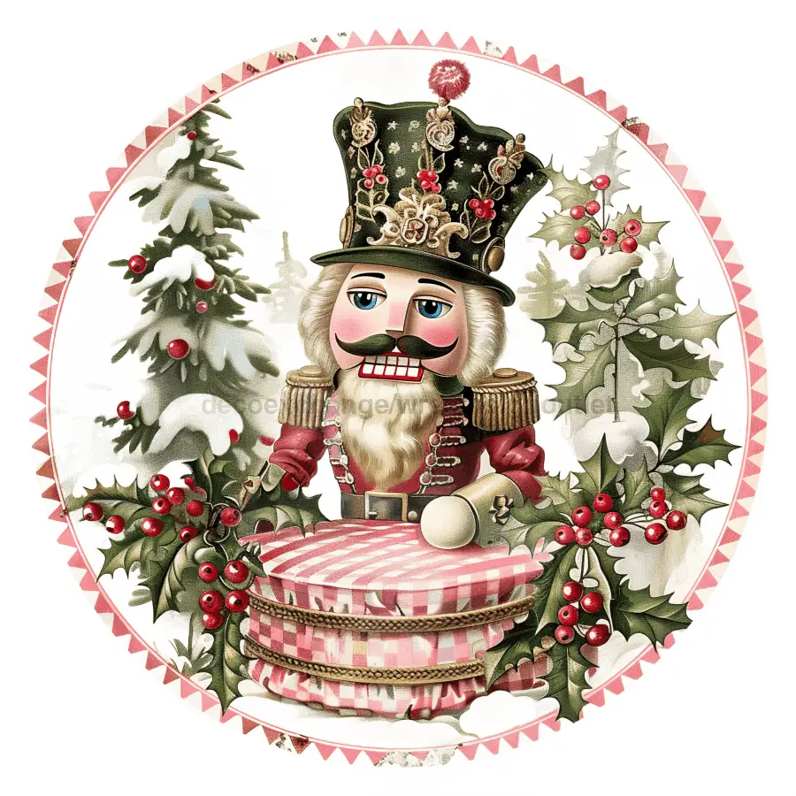 Pink Christmas Nutcracker, DCO-102658-D, Sign For Wreath, 18" Door Hanger