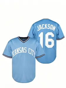 Men's Blue Embroidered Baseball Jacket, Letter Embroidery Design, Breathable Sweat-Absorbing Button-Up, Short Sleeve Shirt