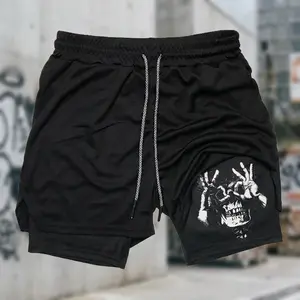 Men's Graphic Shorts Phantom Vision Skull - Dark Aesthetic Y2K Essential Shorts Slim Fit Compression Training