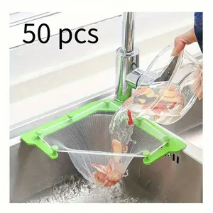 50 Pcs Triangle Sink Strainer Basket - Mesh Bags Corner Filter For Kitchen Food Waste & Leftover Garbage