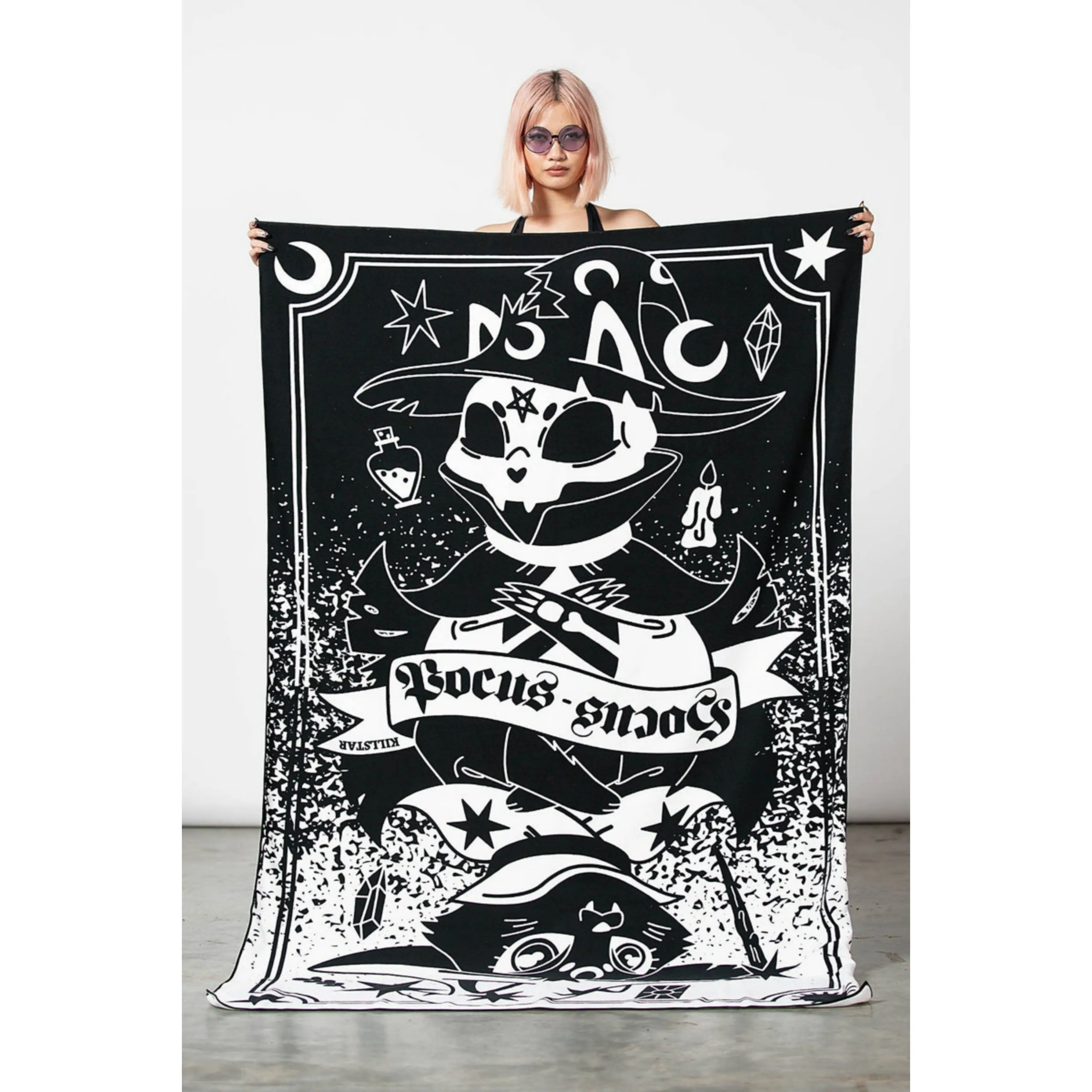 Meow-Gical Black & White Hocus Pocus Cats Beach Towel