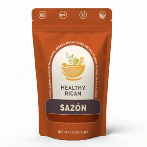 Healthy Rican Sazon Seasoning 7.6 oz Large Pouch Puerto Rican Latin Spice Blend No Red 40 Gluten Free Keto Whole30 Approved No MSG Preservatives Artificial Flavors Non GMO Low Sodium