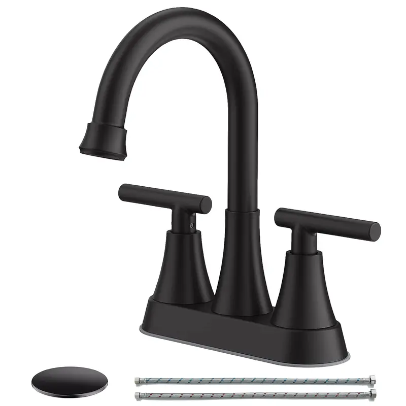 Matte Black Bathroom Faucet – Single Handle 1-Hole Brass Sink Faucet With Ceramic Valve – Suitable For RV, Vanity & Basins