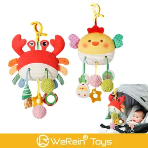 Baby Crab Chicken Bed Bell Car Hanging Pendant, Rattle Maracas Sensory, Cute Nursery Decoration for Infants, Soft, Colorful and Sensory Mobile Toy