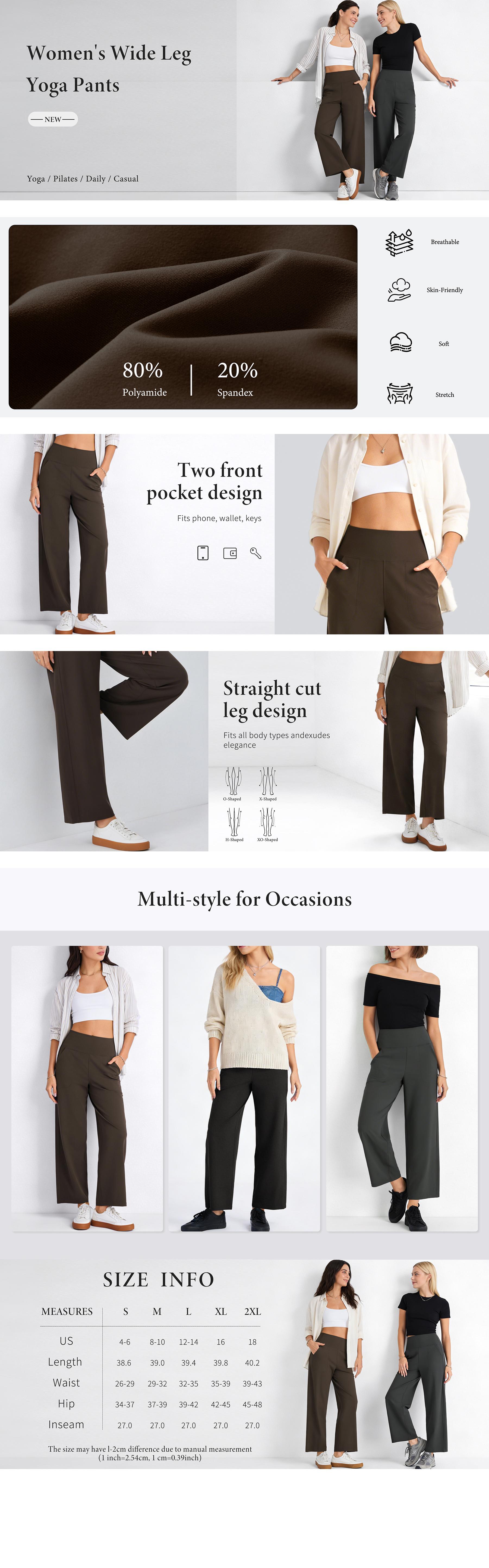 THE GYM PEOPLE Women's Wide Leg Yoga Pants Loose High Waist Workout Lounge Cropped Pants with Pockets