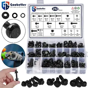 292 Pcs Bolts Nuts & Washers Assortment Kit, Grade 10.9 Black Alloy Steel Metric Machine Screws M6/M8/M10, for Automotive Furniture Equipment Assembly with Storage Case