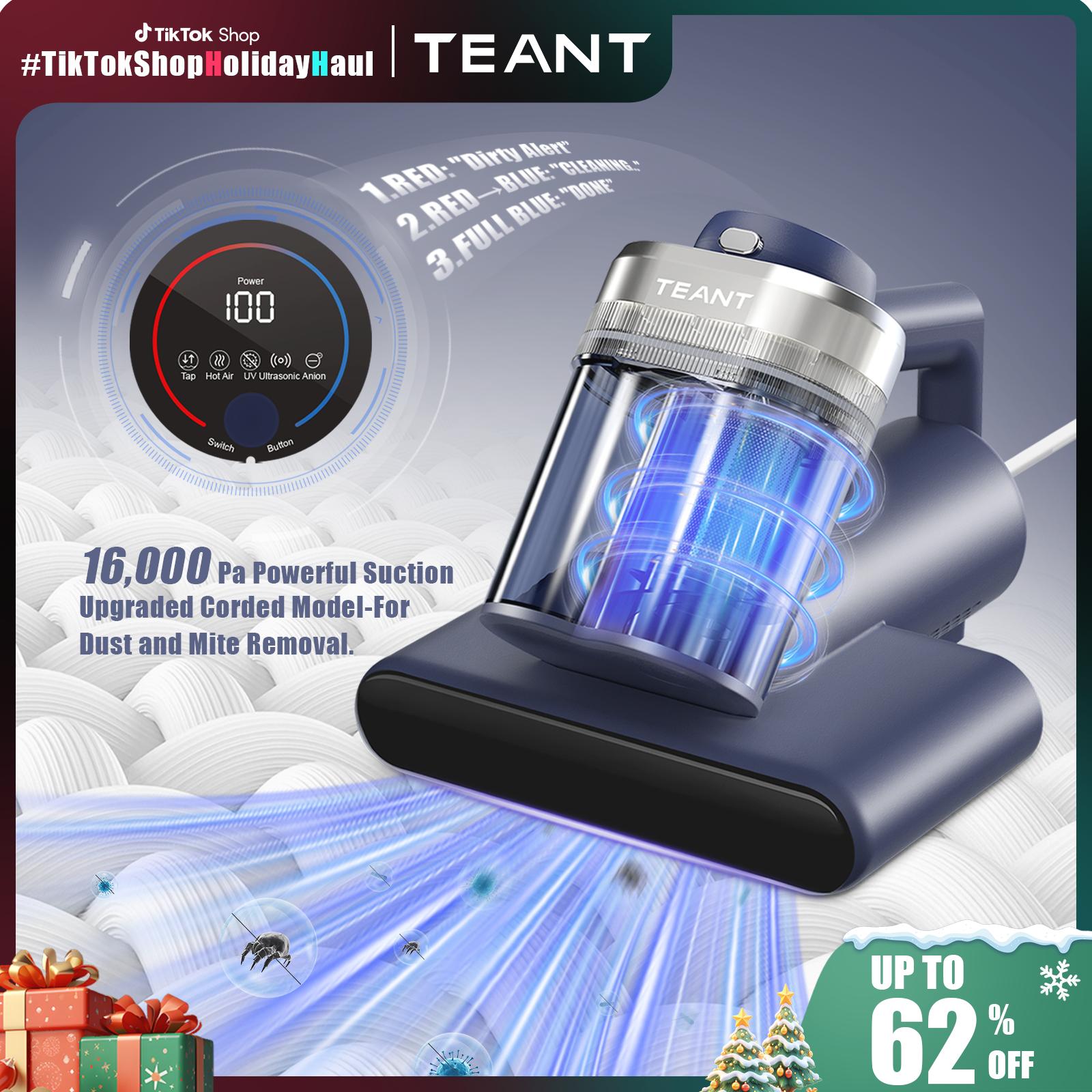 Teant Mattress Vacuum Cleaner for Dust Mites Removal, Bed Vacuum with UV-C Light & 149 Hot Air & Aroma Tablet & LED Disp