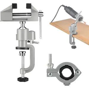 Table Vise,2 in 1 Rotate 360 °   Work Clamp-On Vise,Table Vice with/Holder for Woodworking, Drilling, Sawing, Jewelry,Working and DIY (3'')