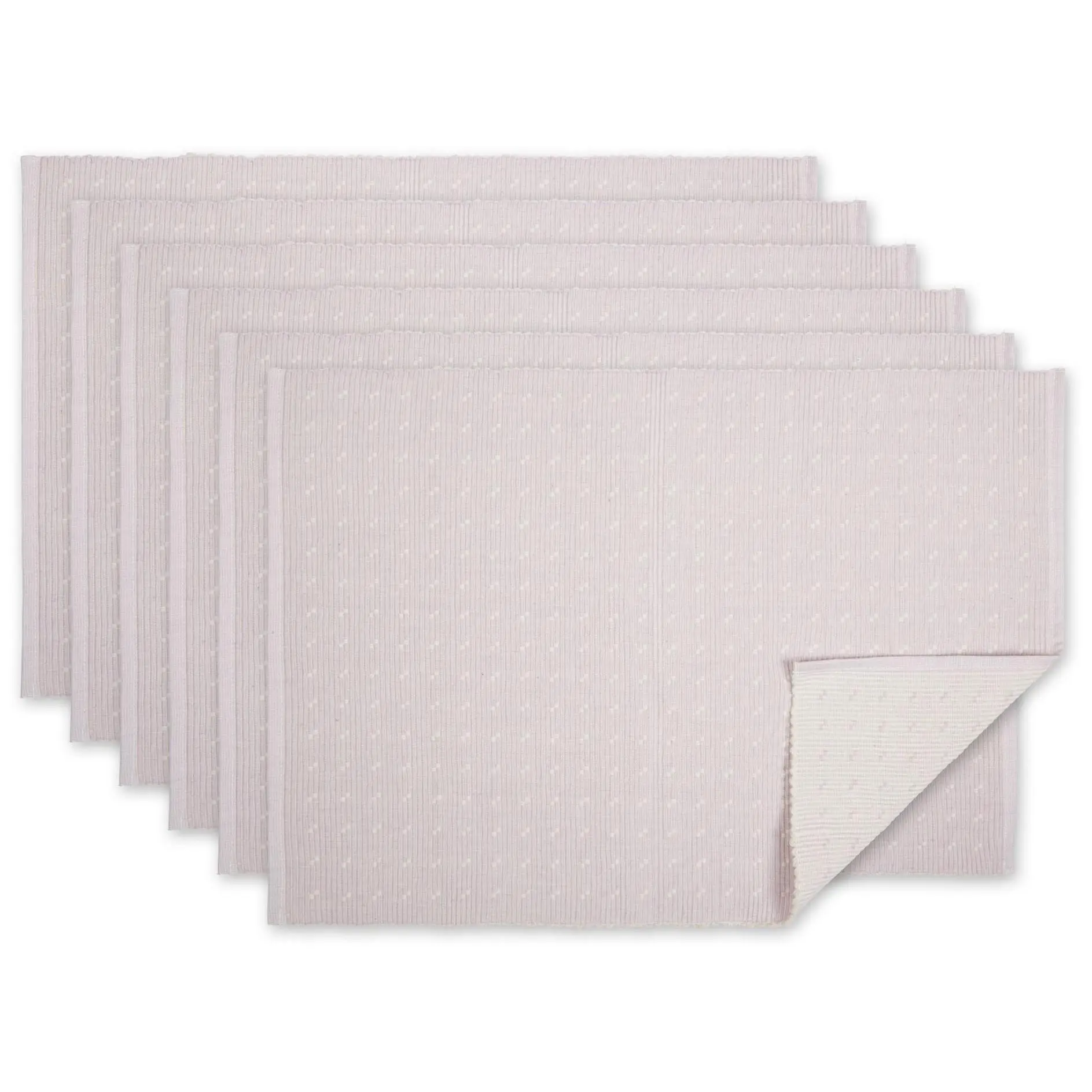 Design Imports Set Of 6 Dobby Dots Rib Reversib le Placemats