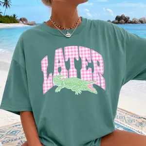 Gingham Later Gator Shirt, Silly Gator Shirt, Later Alligator Tees, Summer Gator Shirt, Comfort Colors Graphic Tee, Womens Oversized Shirt, Trendy Summer Tee, Graphic Shirt for her