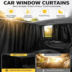 Set of 4 Car Window Shades, Car Privacy Curtains for Windows - 4Pcs Blackout Car Divider Curtain and Side Window Shades, Light Blocking Rear Seat Cover for Camping Sleeping Nap, Universal Fit Sedan SUV Truck