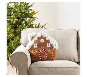 Glitzhome 17"H Christmas Gingerbread House Shaped Pillow
