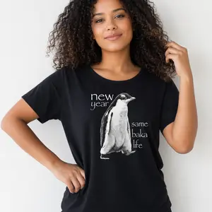 Meme Shirt Funny Graphic Tee Women New Year Same Baka Life Sarcastic Penguin Joke Unhinged Humor Relaxed Fit Comfy Top Gag Gift