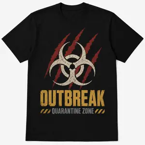 Biohazard Outbreak T-Shirt for Men Women – Zombie Warning Sign Graphic Tee, Horror Streetwear, Halloween Gift, Apocalyptic Top