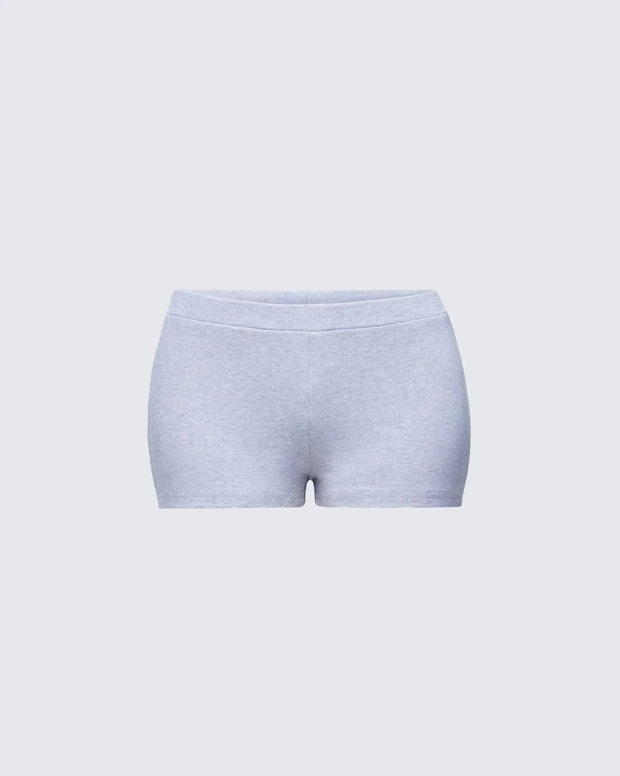 Women's Heather Grey Mini Lounge Shorts - Soft Fitted Cotton-Spandex Blend, Pull-On Elastic Waistband, Size S, Cotton Blend