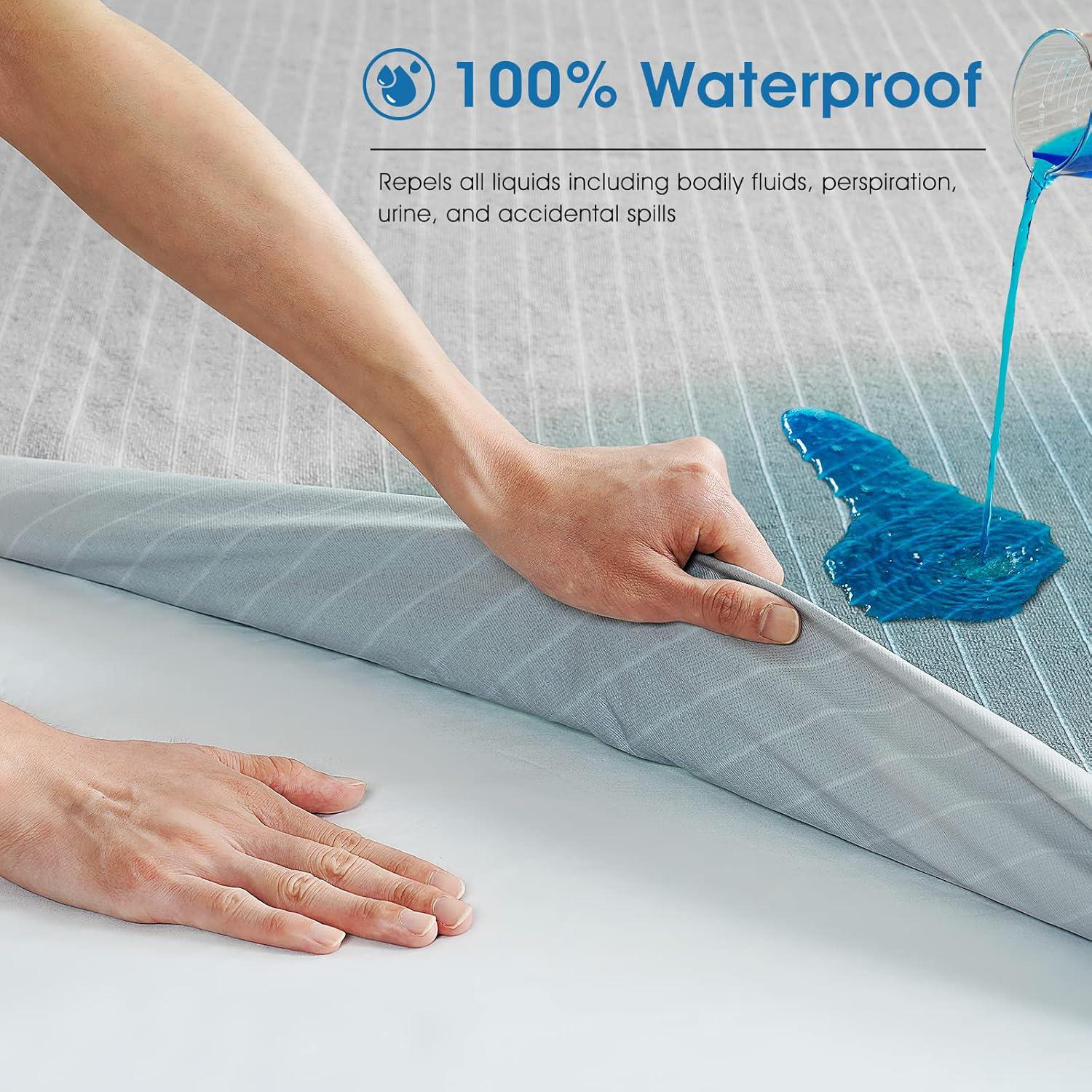 【TASTELIFE】 Waterproof Mattress Protector Queen Size, Premium Breathable Bed Cover with Deep Pocket 8"-21", Noiseless Machine Washable & Vinyle-Free for Home & Hotel (Gray)