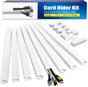 116in Cord Hider Kit, Cord Covers for Wires on Wall, Paintable Cable Raceway, Cord Hider for Wall Mount tv, tv Cable Hider Wall kit, Wire Covers for Cords, W0.96in X H0.57in, White