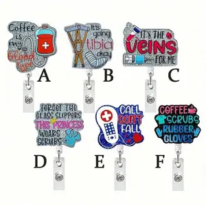 Badge Holder, 1 Count ID Card Retractable Reel with Clip, Identification Badges & Supplies for Nurse & Doctor & Pharmacist, Badge Decoration