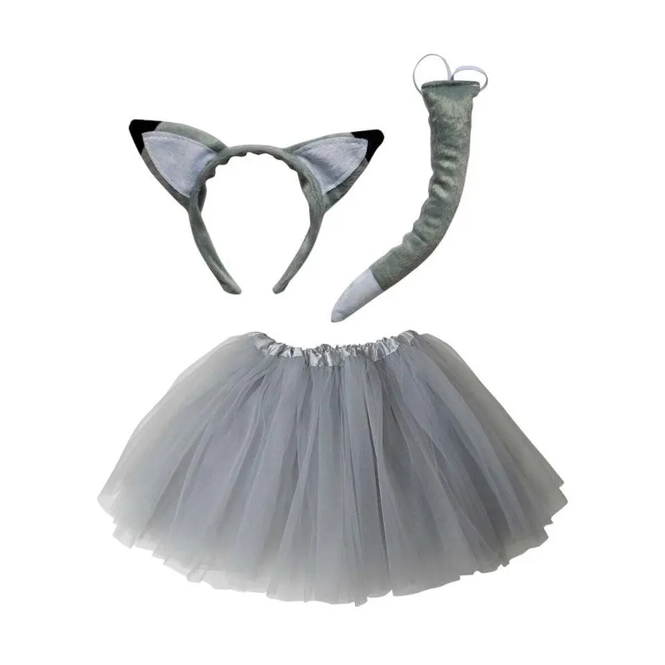 Gray Wolf Costume Set for Adults & Plus Size  Wolf Ear Headband, Gray Tutu  Skirt & Tail  Halloween & Cosplay Outfit - TikTok Shop