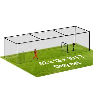 Portable Freestanding Baseball Batting Cage (Net Only) – Batting Practice Equipment, 41.7x12.8x10.1 FT 30-Ply Knotted HDPE Net, Included Carabiners, Easy Portable Setup, Indoor/Outdoor Use