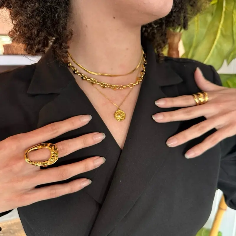 Astro Necklace - Gold Coin Pendant, Layered Chain Design, Elegant Jewelry for Women
