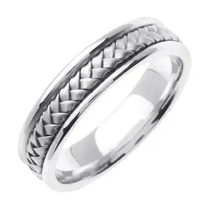 Men's Hand Braided Wedding Band in Platinum 5.5mm