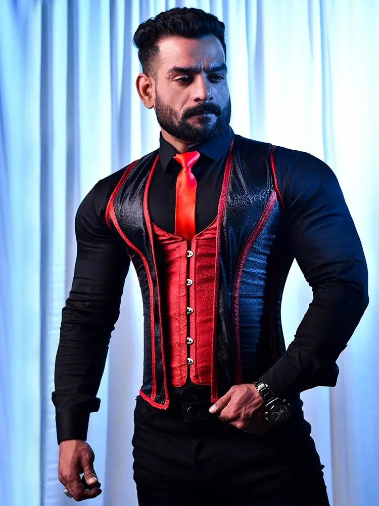 Brocade Corset Vest Male - Men Corsets - TikTok Shop