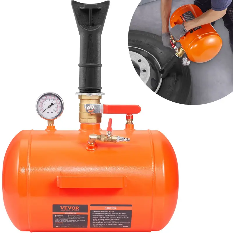 【Summerfinds】VEVOR Tire Bead Blaster, 5 Gallon/19L Capacity, Includes Pressure Gauge & Handle, 145 PSI Max Inflation Tank, Operates Between 85-116 PSI for Cars, Trucks, and ATVs Car Air Compressor Vehicle Tire Inflator
