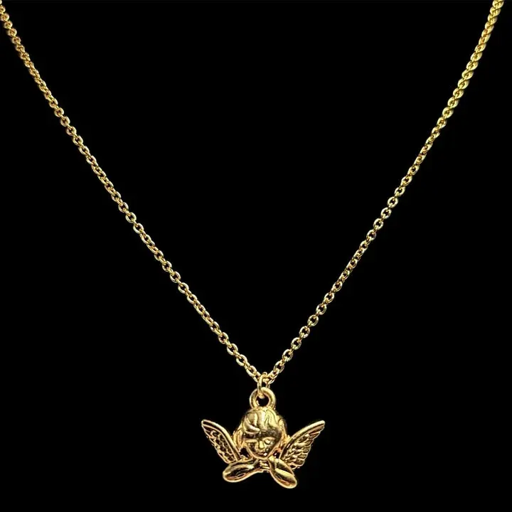 Small Gold Cherub Necklace